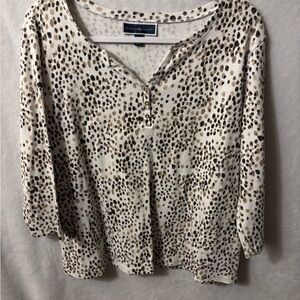 Karen Scott Women's Cream and Brown Spotted Blouse